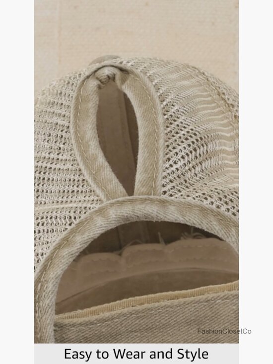 Distressed High Ponytail Baseball Cap with Mesh Back, Adjustable, Breathable, main image 5